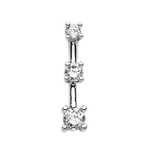 3 Diamond Pendant 1/2 ct. in 14K White Gold with Chain