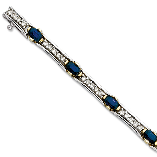 14K Two Tone Gold 1 ct. Diamond and 2 ct. Sapphire Bracelet