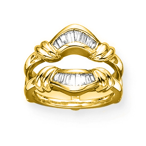 14K Yellow Gold 3/8 ct. Baguette Cut Diamond Ring Guard 
