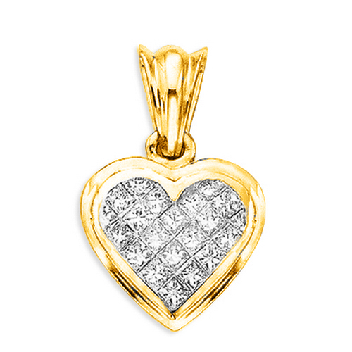 14K Yellow Gold 1/2 ct. Diamond Heart Pendant with Chain