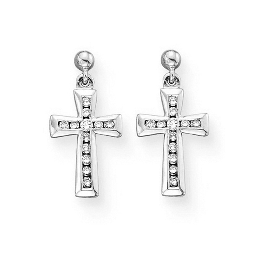10K White Gold 1/3 ct. Diamond Cross Earrings