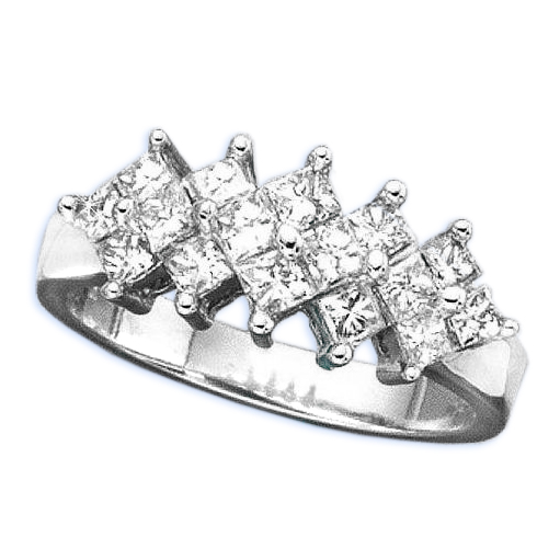 14K White Gold 1 ct. Princess Cut Diamond Fashion Ring