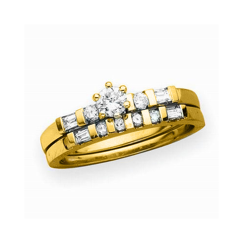 14K Yellow Gold 1/2 ct. Diamond Bridal Engagement Set