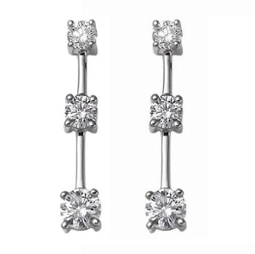 3 Diamond Earrings 1/4 ct. in 14K White Gold