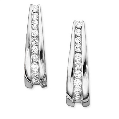 14K White Gold 1/2 ct. Diamond J-Hoop Earrings