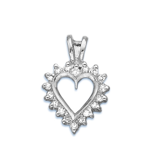 14K White Gold 0.15 ct. Diamond Heart Pendant with Chain