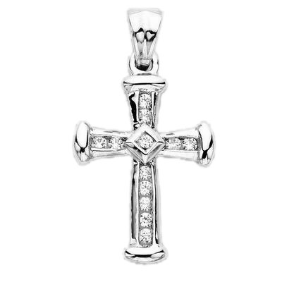 14K White Gold 1/4 ct. Diamond Cross Pendant with Chain