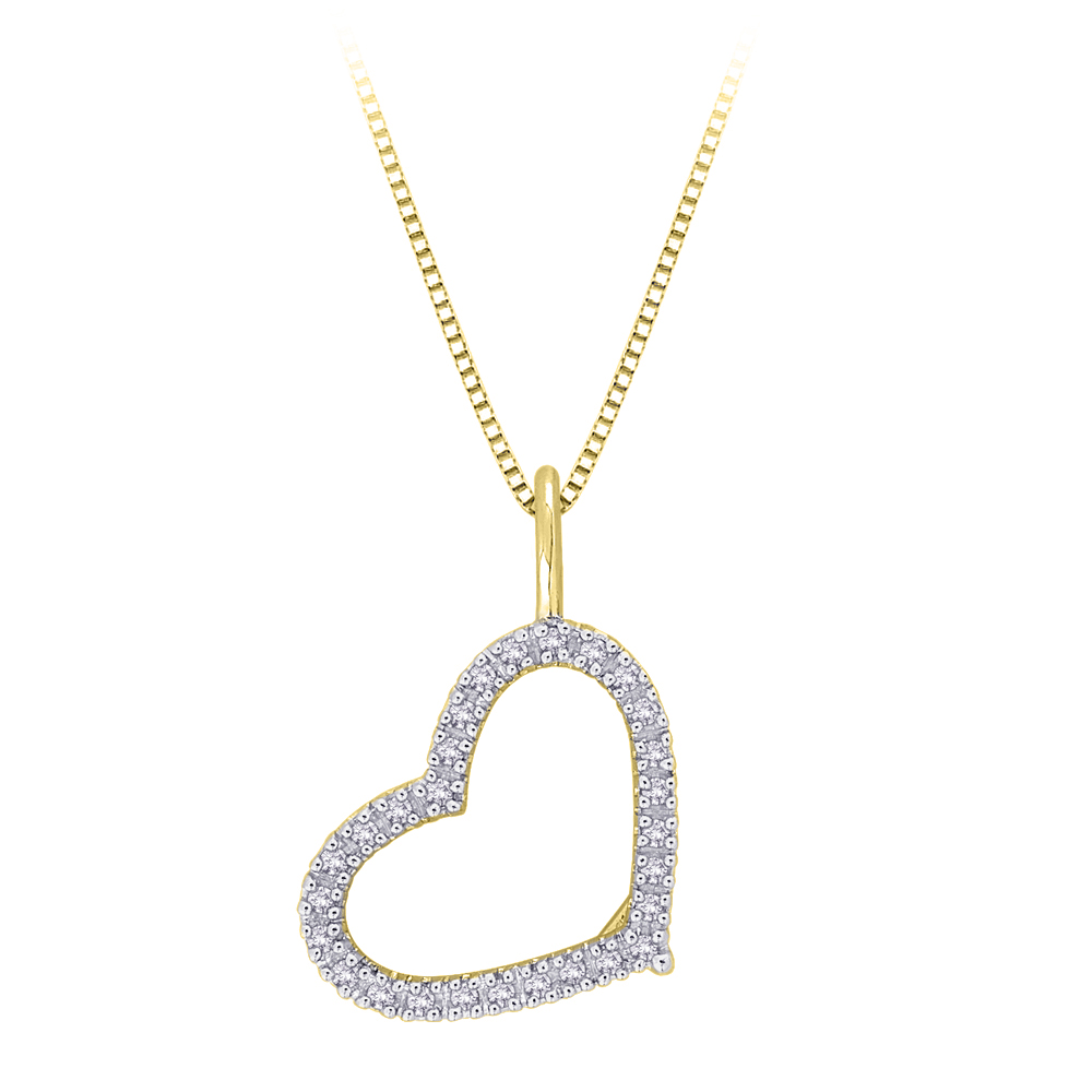 10K Yellow Gold 1/4 ct. Diamond Heart Pendant with Chain