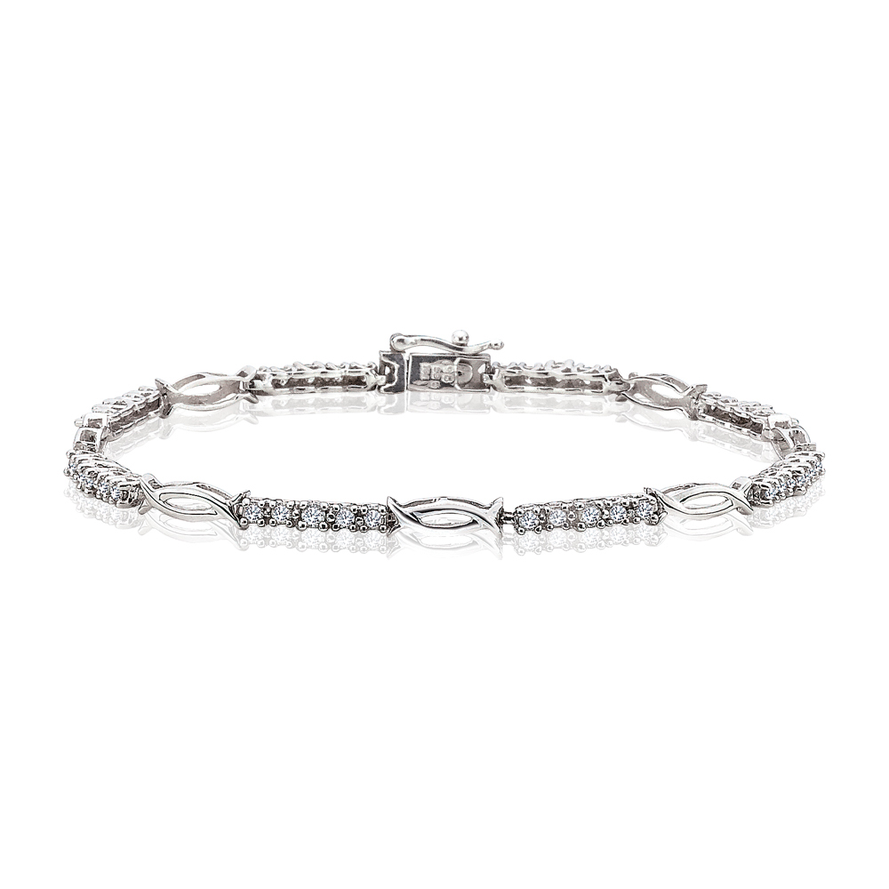14K White Gold 1 ct. Diamond Tennis Bracelet