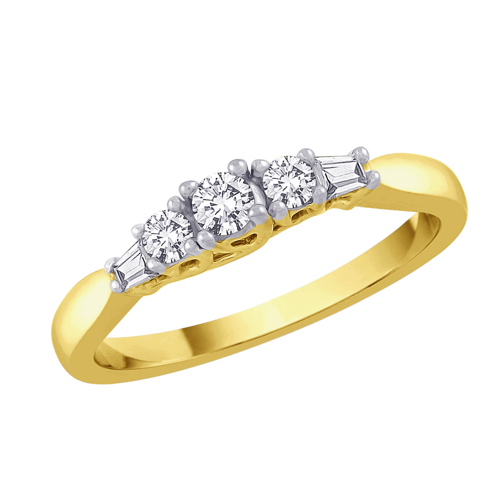 3 Diamond Engagement Ring 1/4 ct. in 14K Yellow Gold