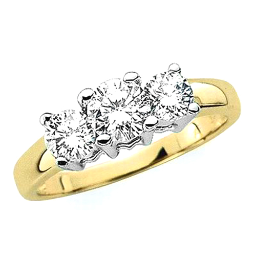 3 Diamond Bridal Wedding Band 2 ct. in 14K Two Tone Gold