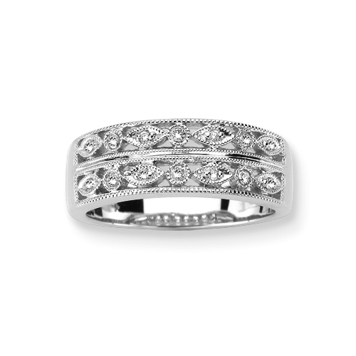 14K White Gold 1/10 ct. Diamond Fashion Ring (Higher Quality)