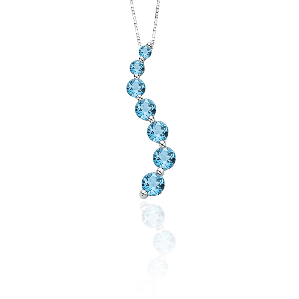 Sterling Silver 1 1/2 ct. Blue Topaz "Journey of Love" Curve Pendant with Chain