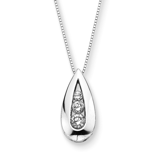 3 Diamond Pendant 1/3 ct. in 14K White Gold with Chain