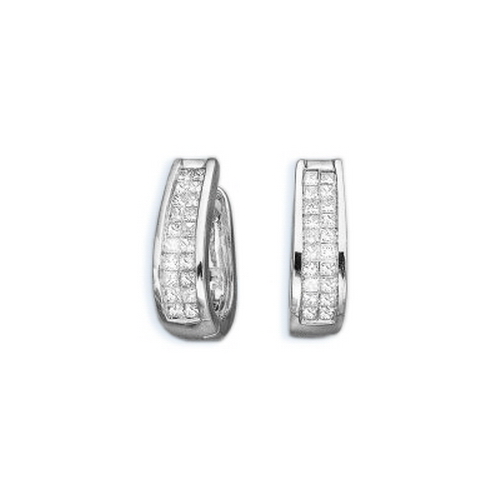 14K White Gold 1/2 ct. Princess Cut Diamond Huggie Earrings