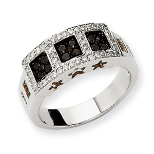 14K White Gold 5/8 ct. Black and White Diamond Ring