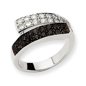 14K White Gold 7/8 ct. Black and White Diamond Ring
