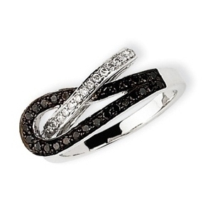 14K White Gold 1/2 ct. Black and White Diamond Ring