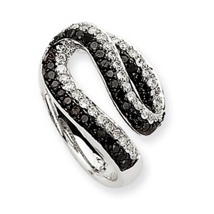 14K White Gold 1 ct. Black and White Diamond Ring