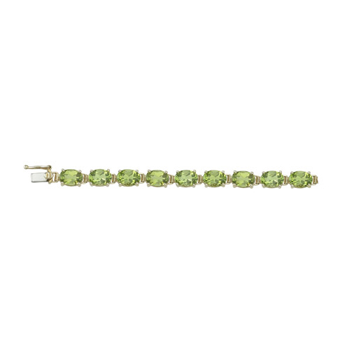 14K Yellow Gold 15 1/3 ct. Oval Shaped Peridot Fashion Bracelet - 7''