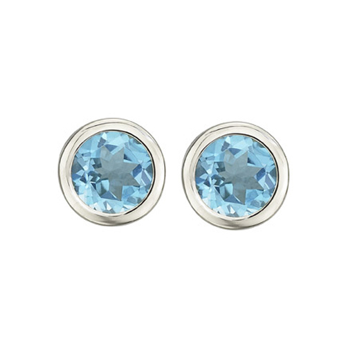 14K White Gold 2 ct. Blue Topaz Earring Studs