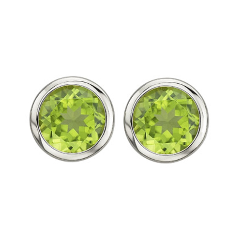 14K White Gold 3 7/8 ct. Peridot Earring Studs