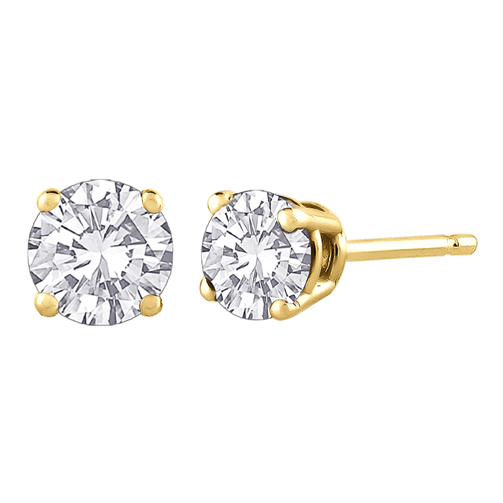 1/10 ct. GH - I1 Round Brilliant Cut Diamond Earring Studs in 14K Yellow Gold